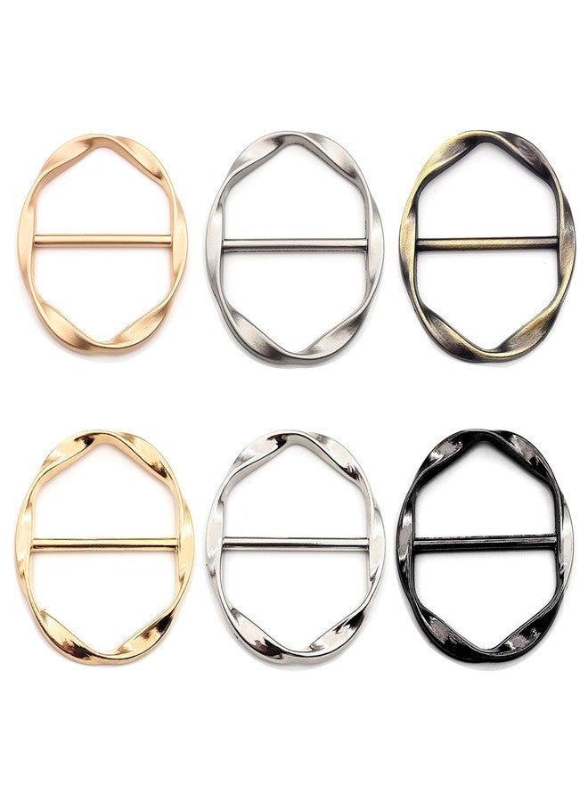 CeroDimo 6Pcs Silk Scarf Ring Clip, T-shirt Tie Clips for Women Girls, Twist Tee Knot Ring, Waist Clothes Corner Button, Fashion Metal Circle Buckle, Round Scarves Clasp - Image 1